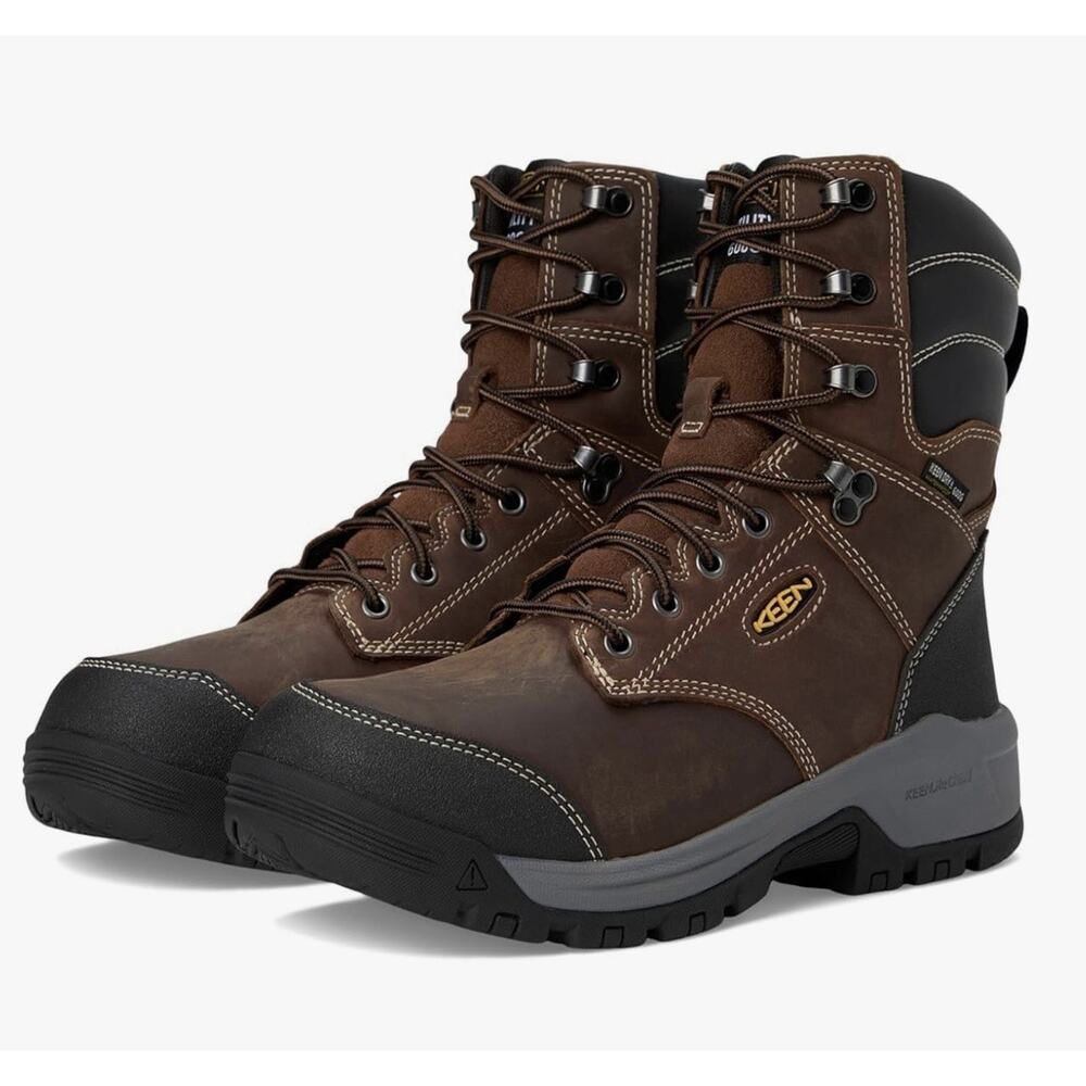 Keen Utility Mens Evanston 8in WP Soft Toe 600G Bison/Black Leather Boots 12EE